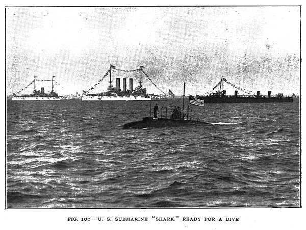 FIG. 100&ndash;U. S. SUBMARINE "SHARK" READY FOR A DIVE