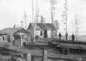 a. Trader's store at the village of the Pillagers, Cass Lake in the distance on the right.
November 26, 1899