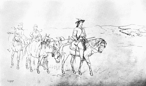 TRADER CROSSING THE PRAIRIES

Page of Kurz's Sketchbook, August 28, 1851