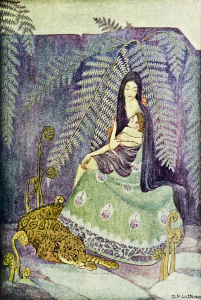 SHE RAISED HIM IN HER ARMS AND
PRESSED HIM TO HER BOSOM, WRAPPING
HER HAIR LIKE A WARM MANTLE
AROUND HIM.