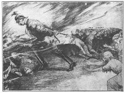 [American Cartoons]
"Vorw�rts Mit Gott!"
Sacrificing the Manhood and Youth of a Nation to Save a Throne.