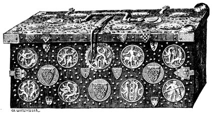 Coffret dit de saint Louis. Travail limousin. �poque de
Philippe le Bel. (Mus�e du Louvre.)