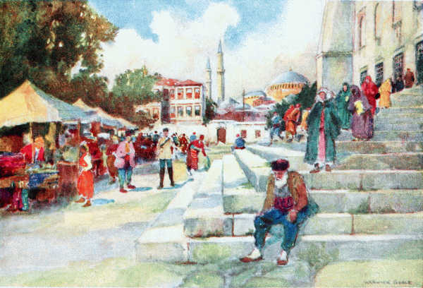 MARKET IN THE COURT OF THE
MOSQUE OF SULTAN AHMED I.