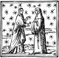 FIG. 34.&mdash;Dante and Beatrice. From the Dante of 1520.
Venice.