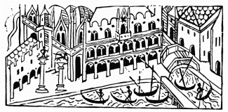 FIG. 18.&mdash;View of Venice. From the “Fasciculus Temporum.”
Venice, 1484.