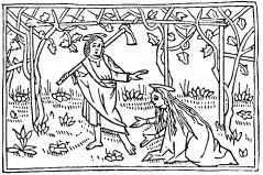 FIG. 25.&mdash;Mary and the Risen Lord. From “Epistole di San
Hieronymo Volgare.” Ferrara, 1497.