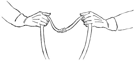 Fig. 25.&mdash;Snaffle-reins; one in each hand.