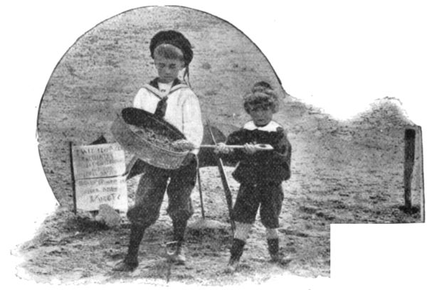 THEY DIG FOR GOLD, AND FLING THE SAND INTO THE
CINDER-SIFTER.