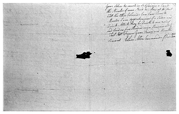 FACSIMILE OF ETHAN ALLEN&rsquo;S LETTER