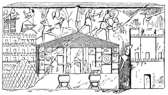 Fig. 71.&mdash;Temple. Relief from Corsabad.