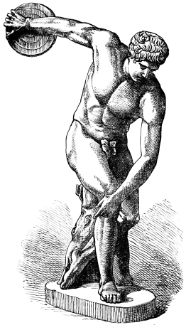 Fig. 203.&mdash;Marble Copy of the Discos-thrower by Myron.
(In the Palazzo Massimi alle Colonne in Rome.)