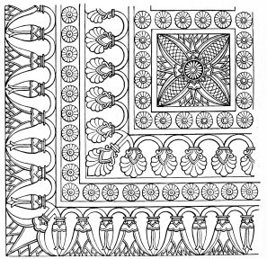Fig. 45.&mdash;Ornamented Pavement from the Northern Palace of
Coyundjic.