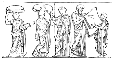 Fig. 209.&mdash;Fragment from the Frieze of the Parthenon
Cella.