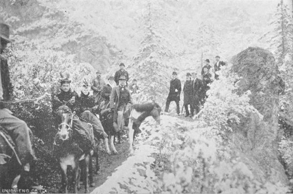 Robert T. Lincoln and Other Distinguished Visitors in
the Snow near Echo Mountain, Mount Lowe Railway.