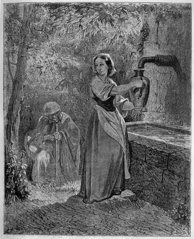 Die Fee und das M&auml;dchen am Brunnen