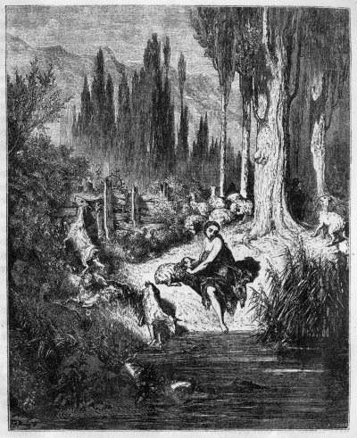 Die Prinzessin w&auml;scht sich an
einer Quelle