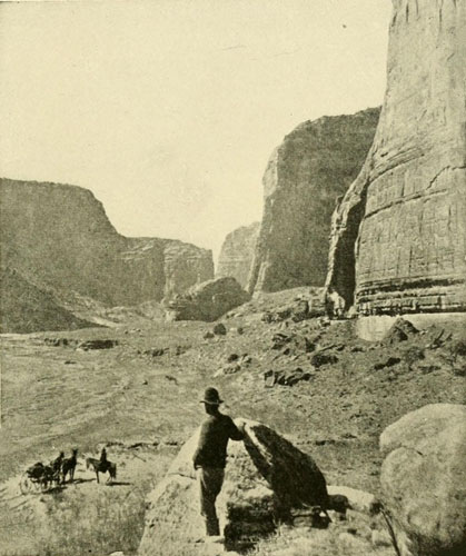 Looking down the
Canyon de Chelly, a Tributary of the San Juan and Containing many Cliff
Houses.