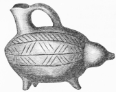 No. 114. Engraved Terra-cotta Vessel in the form of a Pig
(or Hedgehog?). 7 M.