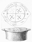 No. 200. A beautiful bright-red Terra-cotta Box (or
Vase-cover?), decorated with a [+