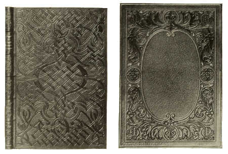 BOOKBINDINGS IN LEVANT MOROCCO, WITH INLAY AND TOOLING.
BY CHAMBOLLE-DURU