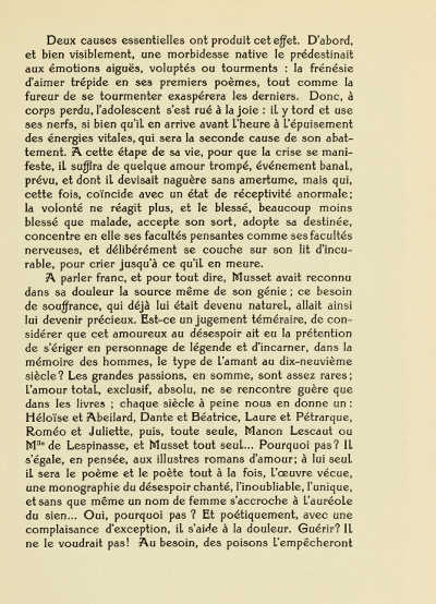 PAGE FROM A. DE MUSSET'S “LES NUITS” (JULES MEYNIAL,
PARIS). PRINTED IN TYPE DESIGNED BY ADOLPHE GIRALDON CAST BY LA MAISON
DEBERNY