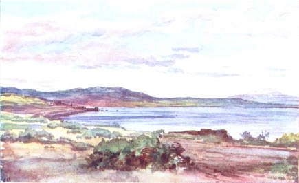 GALILEE, LOOKING TOWARDS HERMON

Mount Hermon snow-capped in distance. Town of Tiberias on shore in
middle distance to left.