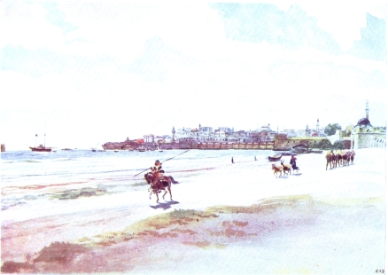 ST. JEAN D’ACRE

The roadstead is seen to the left. A sandy shore. City surrounded by
walls and fortifications.