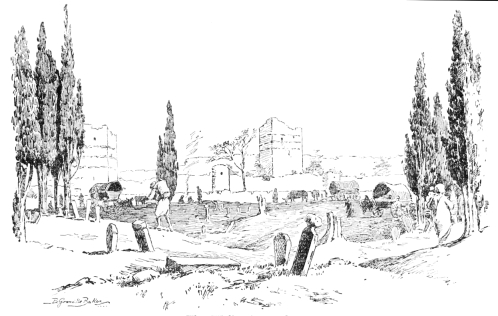 The Walls of Theodosius

Outside these walls refugees from Thrace and Macedonia settled on their
way back to Asia Minor. They camped among the graves of fallen warriors
of their faith, and cut down for firewood the centuries-old cypress
trees.