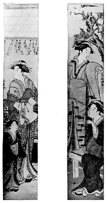 CHOKI: COURTESAN AND ATTENDANT.
SHUNMAN: TWO LADIES UNDER A MAPLE-TREE.