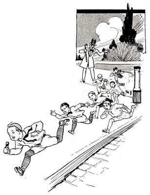  the boys all scrambling
for the broken end of the candy cane