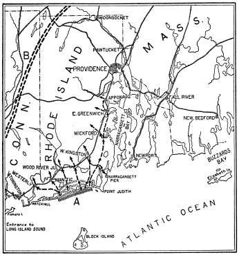 Image unavailable: MAP TO ILLUSTRATE THE LANDING OF THE ENEMY FORCES

A. Enemy Transports at Beach. The lines and arrows show direction of
his advance.

B. United States Army, withdrawn to a watching position.