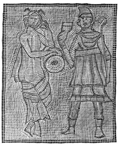 TESSELLATED PAVEMENT DISCOVERED AT THE ROMAN VILLA NEAR
BRADING (see p. 237, post).

(From Messrs. Price’s Guide to the Roman Villa at Morton, near
Brading.)