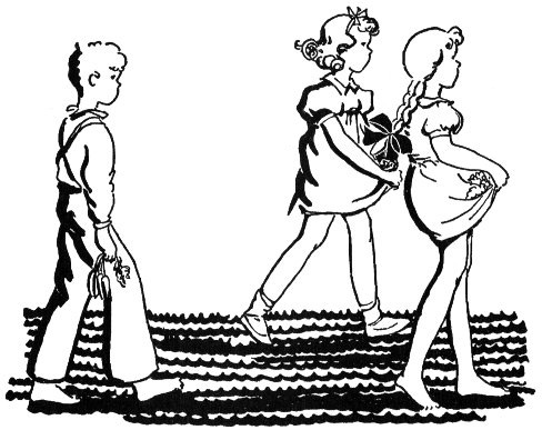 Muffs and Mary lifted their dresses high because they were
full of lettuce and spinach leaves.