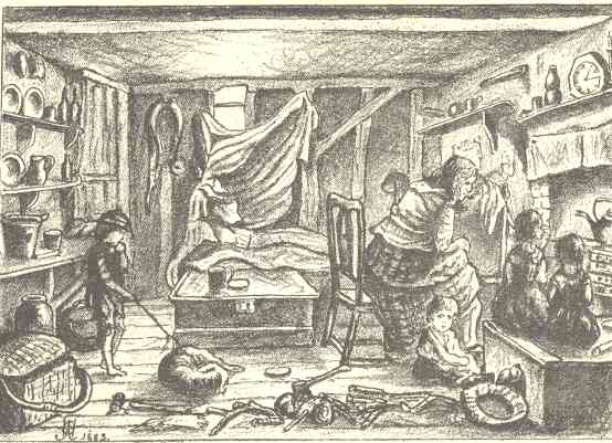 Inside a house-dwelling gipsy&rsquo;s wigwam, Pump Hill, Epping
Forest