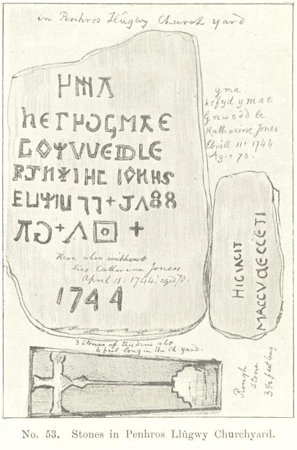 No. 53.  Stones in Penhros Ll&ucirc;gwy Churchyard