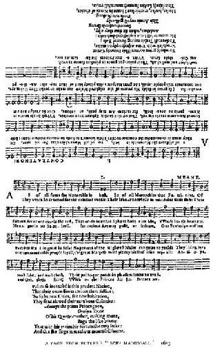 A page from Butler&rsquo;s &ldquo;Bees Madrigall&rdquo; 1623