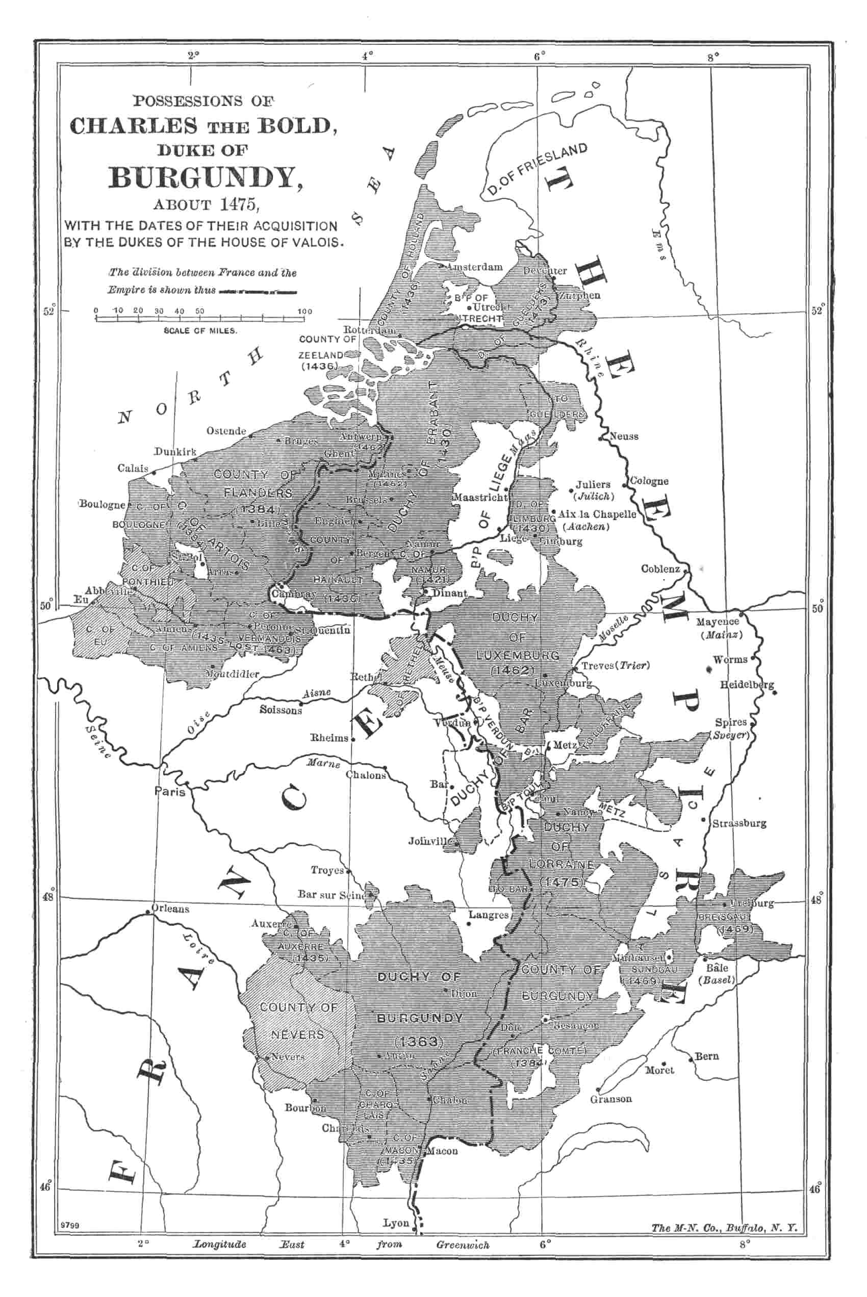 POSSESSIONS OF CHARLES THE BOLD,
DUKE OF BURGUNDY, ABOUT 1475,
