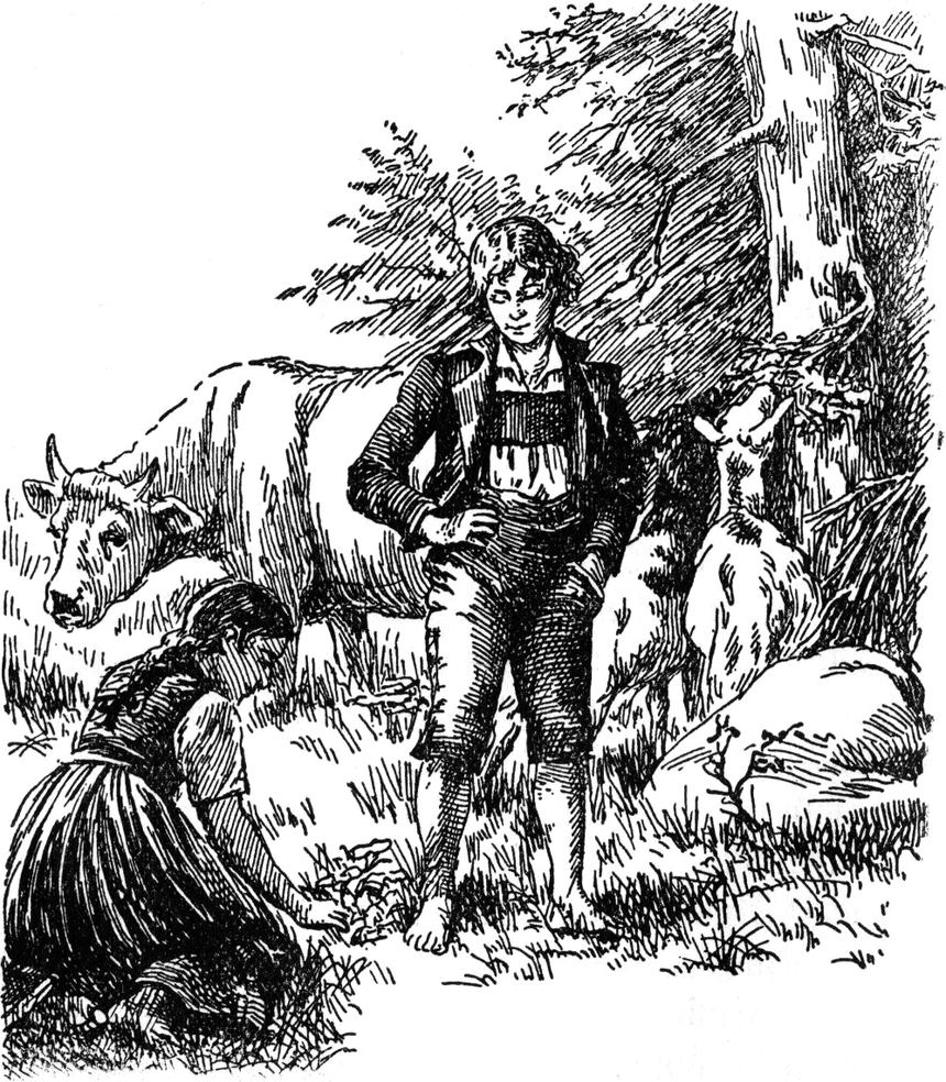 Friedel und Ännchen auf der
  Waldwiese.