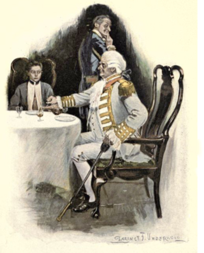 He turned his back every time Sir Peter filled his glass.