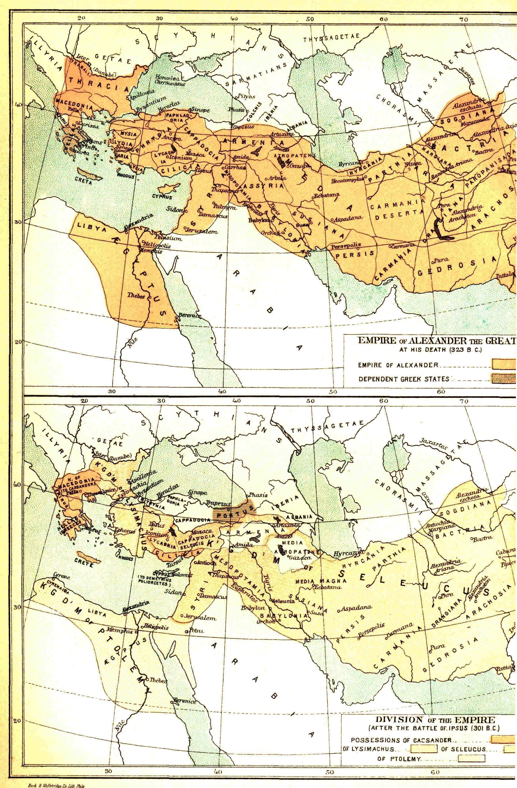 Four maps of the Empire of Alexander the Great and
his successors.