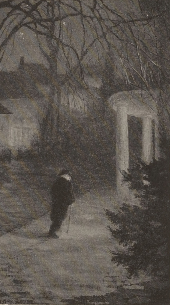 Sometimes, against the dark faces of the housefronts, window shades
were rolled up, like eyelids opening, on home-pictures that reminded
the Bishop it was Christmas night