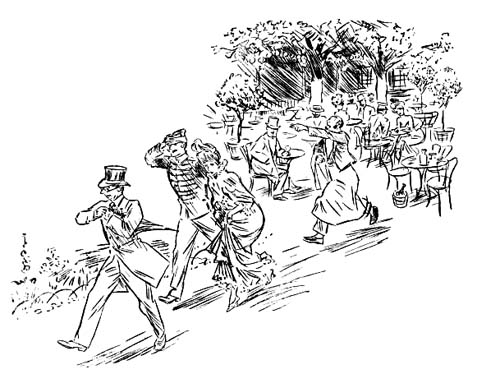 All three of them bolted for the exit to the
garden