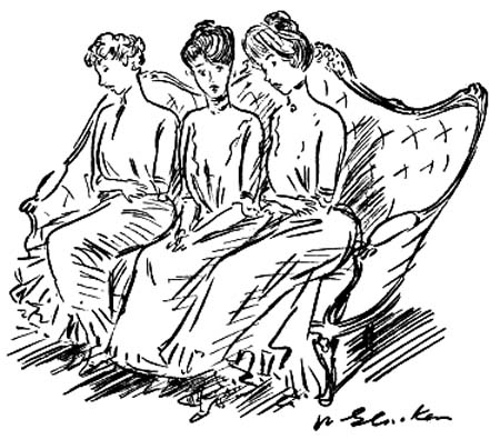 With much discretion, ranged themselves
primly on a sofa