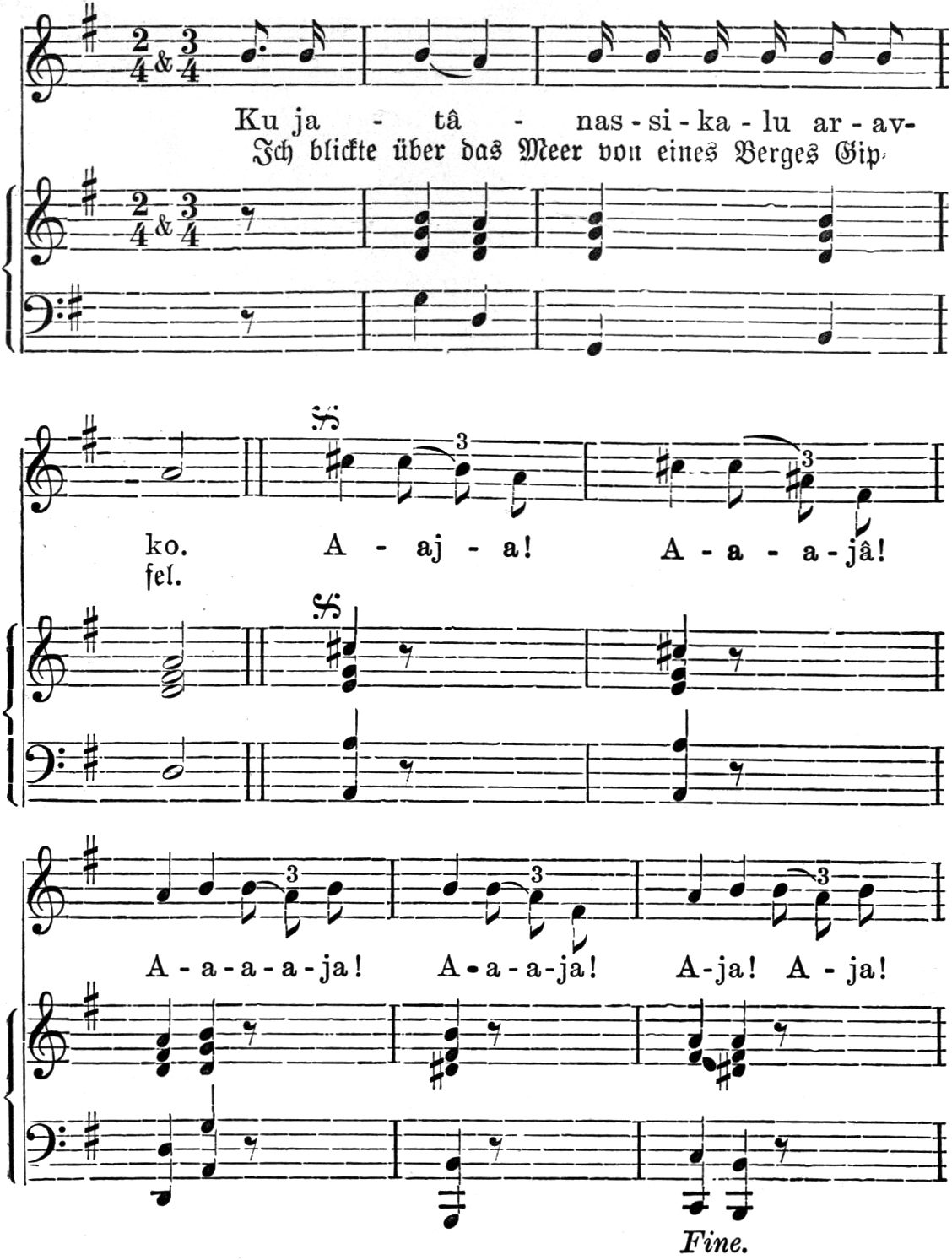 Ich blickte über das Meer
  von eines Berges Gipfel.