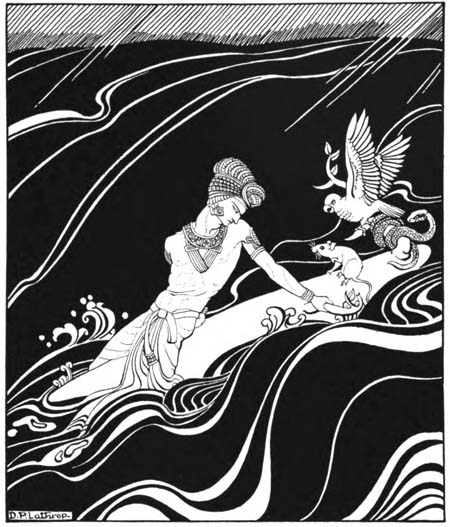 Thus did those four persons travel together, swept along
by the river.