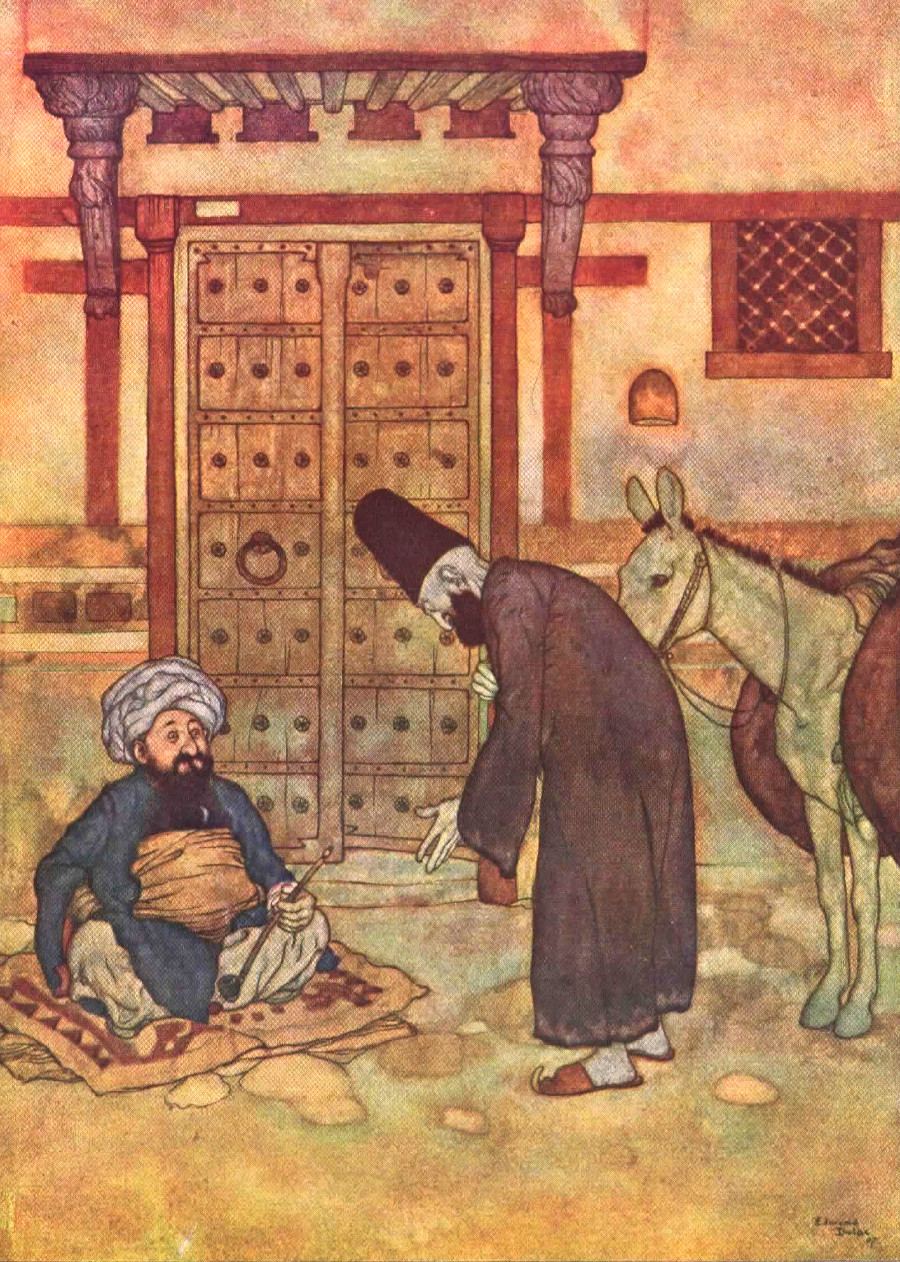 »Herr», sagte er, »ich habe mein Öl von einer weiten Strecke
  mitgebracht, um es morgen zu verkaufen.«