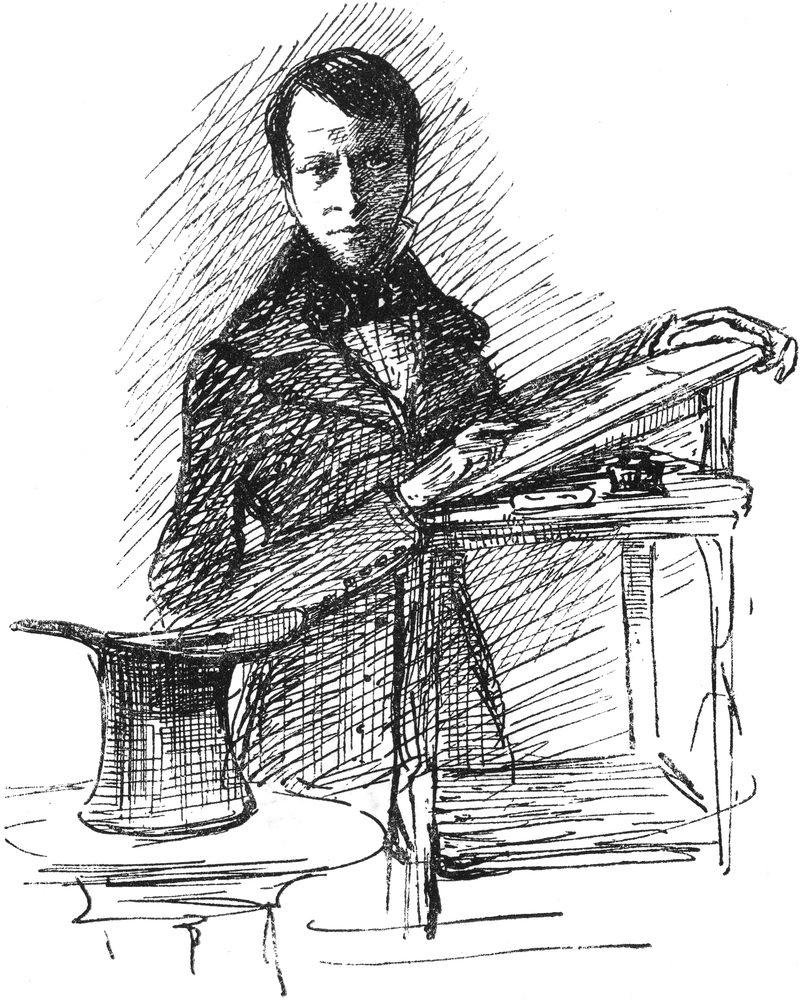 Der Erzähler an seinem Schreibpult