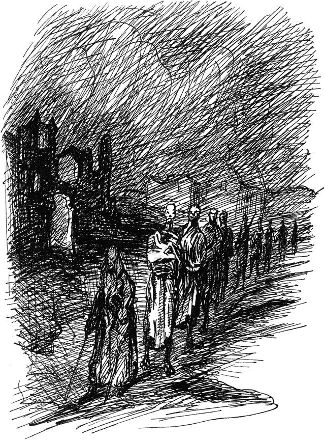 Die Blauäugigen marschieren
  am Fluss entlang