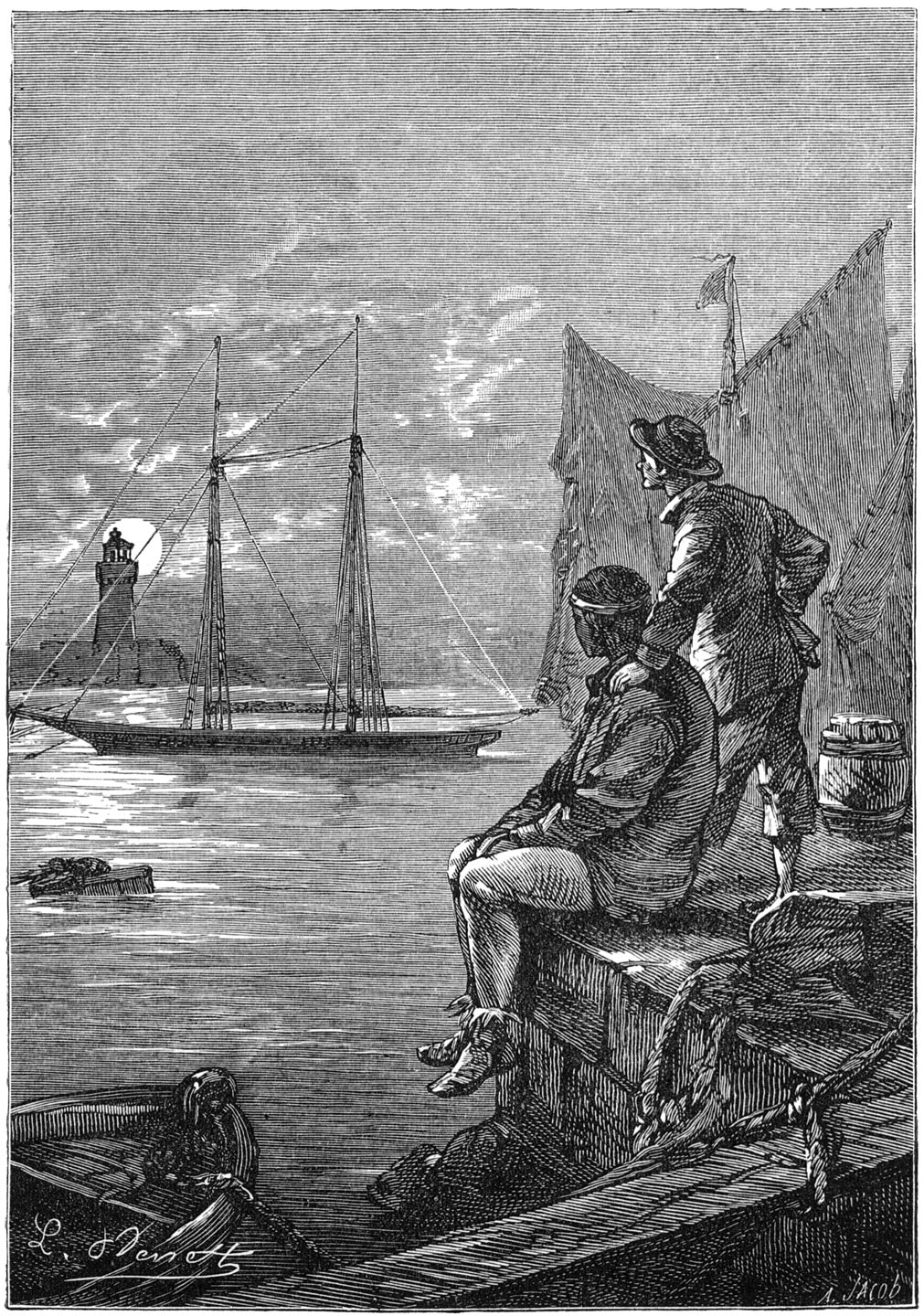 Pescadospunt vooral, die als kenner dat wonder van scheepsbouwkunst betrachtte, was verrukt. (Bladz. 191.)