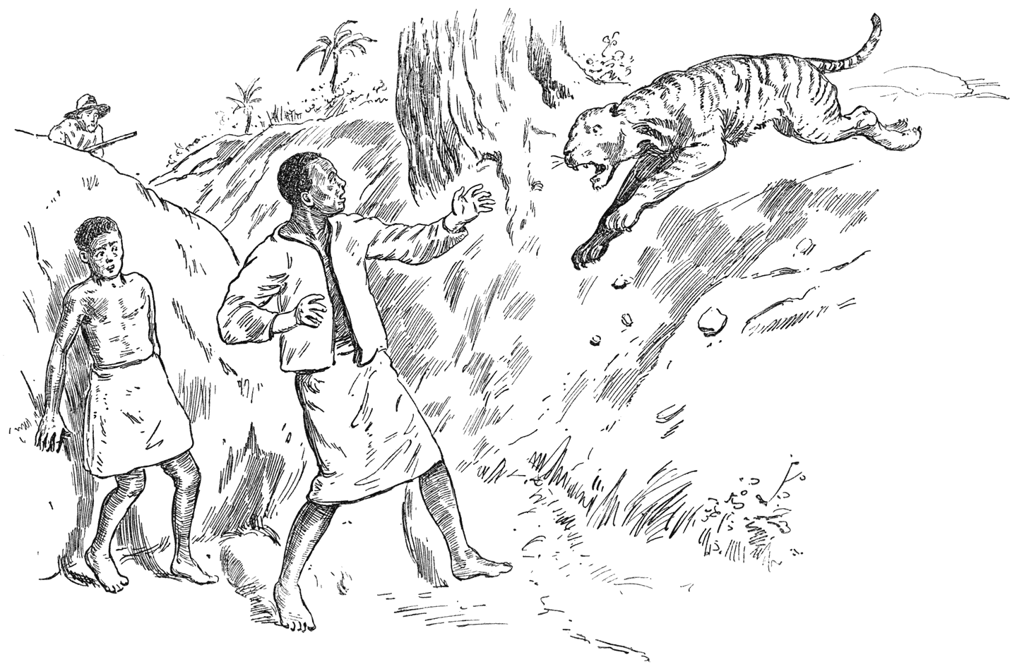 .... besprongen werden door een reusachtigen tijger.